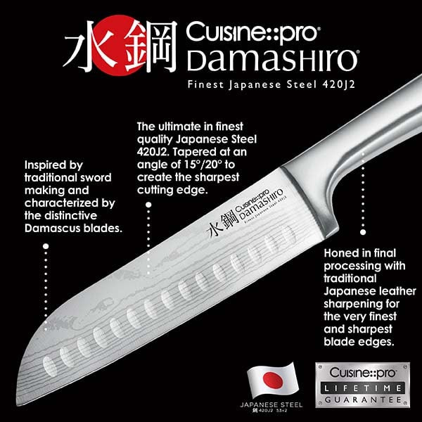 Cuisine::pro® Damashiro® Santoku 17cm 6.5" & Board 25.5x35cm 10x13.5in